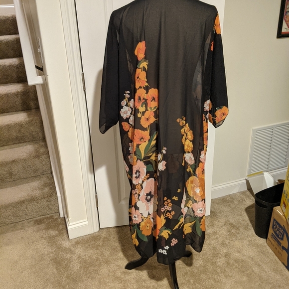 NWT Hibluco Women's Printed Kimono Cover Up Cardigan Sheer Swimsuit Cover Up XL - Picture 3 of 7